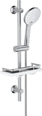 Produktbild von Duschstange 70 cm, Chrom, Edelstahl, für Badezimmer, Wandmontage, mit Ablage und Handbrause