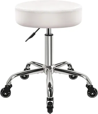 Immagine prodotto di Sgabello girevole con seduta in ecopelle spessa, diametro 38 cm, regolabile in altezza, ideale per cucina e ufficio