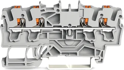 Immagine prodotto di Morsetto passante Wago a 4 conduttori con pulsante 2,5 mm², grigio, 1 pz.