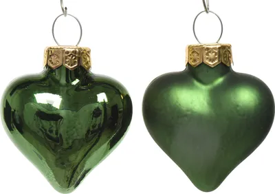Produktbild von Christbaumschmuck Herzen 4cm Glas 12 Stück - Piniengrün