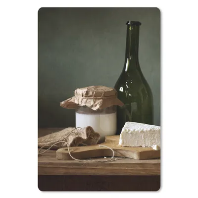 Produktbild von MuchoWow® Mauspad Mousepad Rustikal - Brie - Stillleben - Flasche - Brot 18x27 cm - Mousepads - Maus Mat - Pad - Mausunterlage