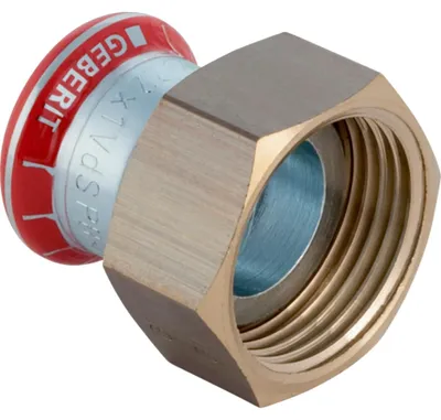 Produktbild von Geberit GE Mapress C-Stahl, Übergang mit Überwurfmutter MS, d22mm x G1 1/4, verz., 1 Stk.
