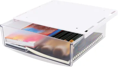 Imagen del producto de Caja de almacenamiento para debajo del escritorio, cajón oculto, 24x21x7 cm, ideal para oficina y hogar