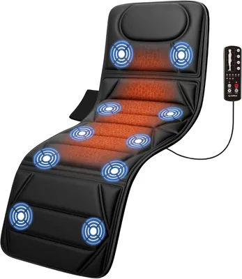 Produktbild von Vibrations-Massagematte mit Wärme, 10 Vibrationsmotoren, 5 Programme, 3 Intensitätsstufen, Rücken-, Schulter-, Lenden- und Beinmassage, faltbar