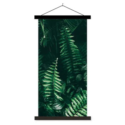 Produktbild von MuchoWow® Textilposter Blätter - Dschungel - Natur - Tropisch - Pflanzen 60x120 cm mit schwarzem Rahmen - Magnete