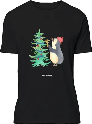 Produktbild von Mr. & Mrs. Panda Größe M T-Shirt Pinguin Weihnachtsbaum - Schwarz - Geschenk, Weihnachten, Herren, Tshirt, Shirt, Winter, mit Spruch
