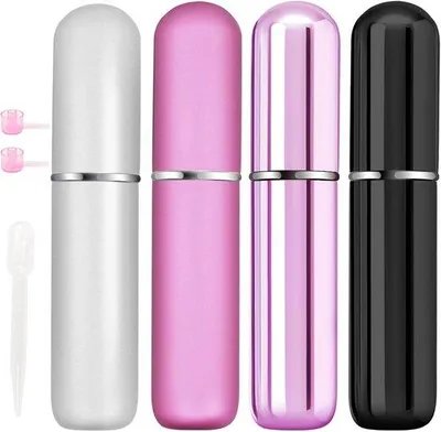 Produktbild von Famanu Mini Parfümzerstäuber Set 4 Stück, 5 ml, nachfüllbare Sprayflaschen für Reisen