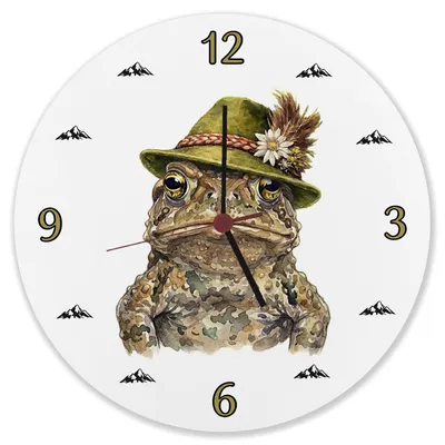 Produktbild von Erdkröte mit alpenländischem Trachtenhut Wanduhr aus Alu