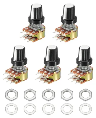 5x WH148 B250K Potentiometer, 6-Pin, 20 mm Welle, Weiß