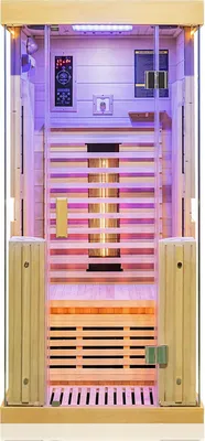 Produktbild von Dewello® Infrarotkabine Infrarotsauna KINGSTON 90cm x 90cm inkl. 3 Vollspektrumstrahler, 4 Karbonstrahler, Farblicht,LED