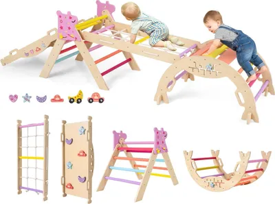 Zdjęcie produktu dla 8 w 1 Drewniany zestaw wspinaczkowy Montessori dla dzieci