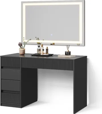 Produktbild von Schminktisch Livinity Allia Schwarz 120 cm mit LED-Spiegel, Model 52465
