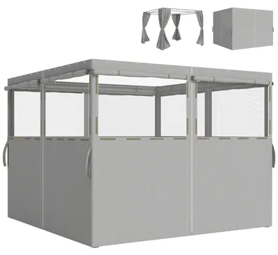 Produktbild von Pavillon Seitenteile - Set mit 4 Seitenwänden 3x3 m - UV-Schutz 30+ - Polyester - Hellgrau