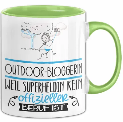 Produktbild von Outdoor-Bloggerin Geschenk Tasse Lustiger Spruch Outdoor-Bloggerin Weil Superheldin Kein Offizieller Beruf Ist Geschenkidee (Grün)
