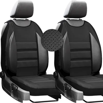 Obrázok produktu pre moto-MOLTICO poťahy sedadiel x2 - chránič sedadiel auta univerzálnej veľkosti - podložka pod sedadlo auta - ekologická koža - čierna