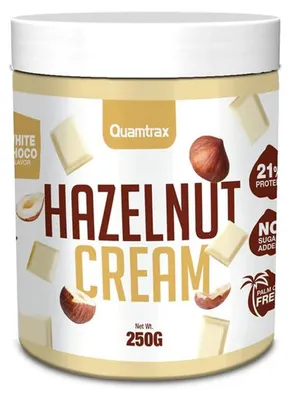 Image de Pâtes à Tartiner Protéinées - Quamtrax - Crème de Noisette (250g) - Saveur Chocolat blanc noisette