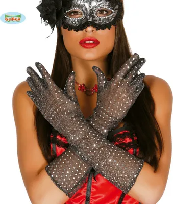Produktbild von lange Pailletten-Handschuhe silber 42 cm