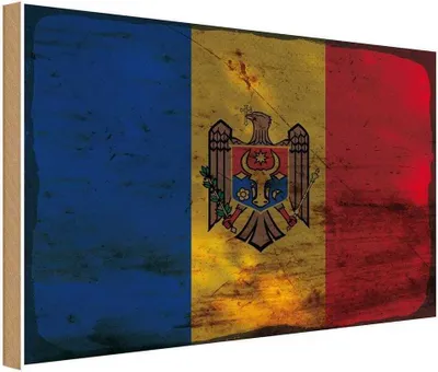 Produktbild von vianmo Holzschild 12x18 cm Moldau Moldova Rost Flagge Fahne Wappen