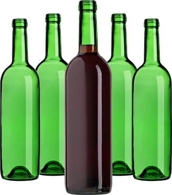 Zdjęcie produktu dla KADAX butelki na wino 750 ml, 10 sztuk, puste szklane butelki bez korka na wino, likiery i napoje spirytusowe, butelki do napełniania, butelki na likier wykonane ze szkła, zielone