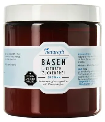 Produktbild von naturafit Basencitrate zuckerfrei Pulver, 160 g Pulver