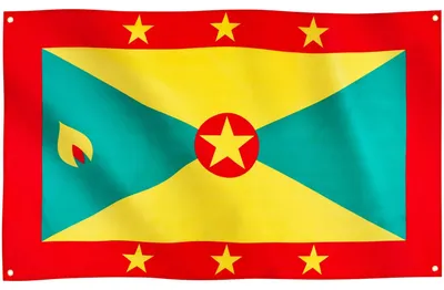 Productafbeelding van Grenada Vlag, 91x152cm, 4 Messingogen, Polyester, Voor Binnen en Buiten