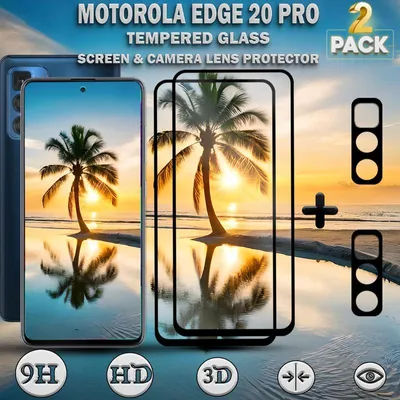 Obrázok produktu pre 2-balenie Motorola EDGE 20 Pro Ochranné sklo na displej & 2-balenie ochrana objektívu - Tvrdené sklo 9H - Super kvalita 3D