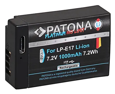 Immagine prodotto di Batteria Canon LP-E17 1000mAh agli ioni di litio di platino con ricarica USB-C