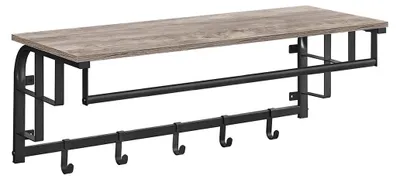 Produktbild von Wandgarderobe mit 5 Haken, 30 x 66 x 27 cm, grau-schwarz