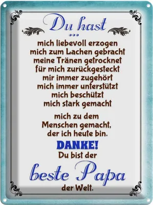 Produktbild von vianmo Blechschild 40x30 cm Danke du bis der Beste Papa Spruch Zitat