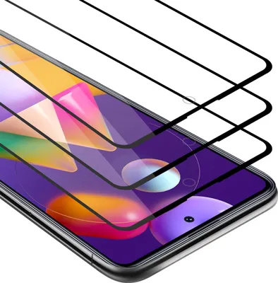Produktbild von Cadorabo 3x Vollbild Panzer Folie für Samsung Galaxy M31s Schutzfolie in Schwarz Tempered Display-Schutzglas