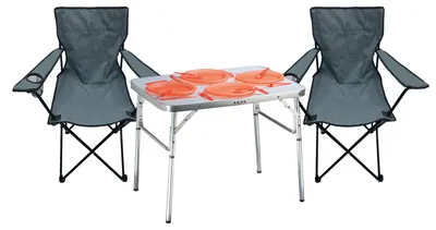 3-tlg. praktisches Campingmöbel Set Alu Campingtisch + 2 Anglersessel