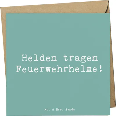 Produktbild von Mr. & Mrs. Panda Grußkarte Spruch Feuerwehrmann Helden - Meeresbrise - Geschenk, Bedanken, handgefertigt, Anerkennung, Danke sagen, faltkarte, Klappkarte, Tapferkeit