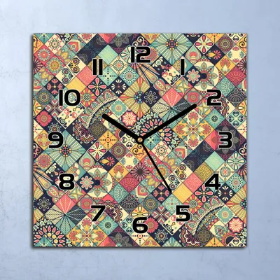 Produktbild von Wanduhr Echt-Glas-Küchenuhr Blumen rosa und blau Quarz 30x30 Deko Bilder