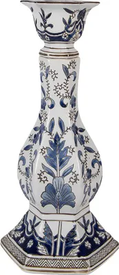 Produktbild von Clayre & Eef Kerzenständer Ø 18x36 cm Weiß Blau Porzellan
