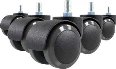Produktbild von hjh OFFICE Stuhlrollen 5x ROLO M10/50mm Ersatz Rollen Bürostuhl für Parkett, Laminat, Fliesen oder Steinboden