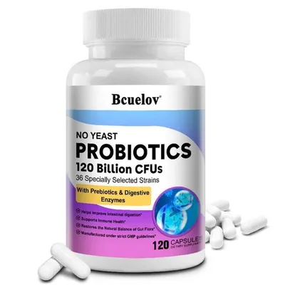 Produktbild von Probiotics + Digestive Enzymes (120 Kapseln) Nahrungsergänzungsmittel, Magen, Darm, Entgiftung, Reinigung, Verdauungsgesundheit, Darmflora, Verdauung