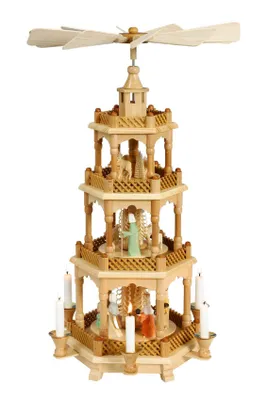 Obrázok produktu pre Pyramídový betlehem s pastiermi prírodný ŠxVxH 29x58x29cm NOVINKA