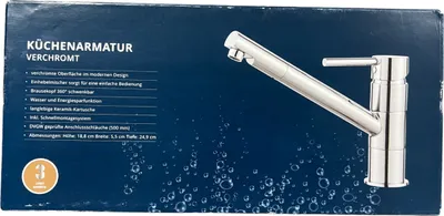 Produktbild von Küchenarmatur verchromt Brausekopf 360° schwenkbar Wasser und Energiesparfunktion inkl. Schnellmontagesystem langlebige Keramik-Kartusche
