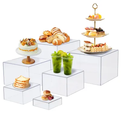 6er-Set Cube-Tortenständer, transparent, 8–20 cm, für Desserts & Deko