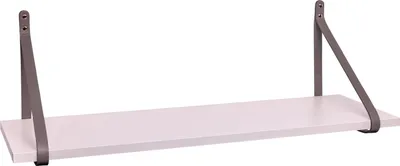 Produktbild von ABRATO® Wandregal Mandelfarbe 120x25x1,8 cm Schweberegal mit Ledergurten Aufhängung Grau