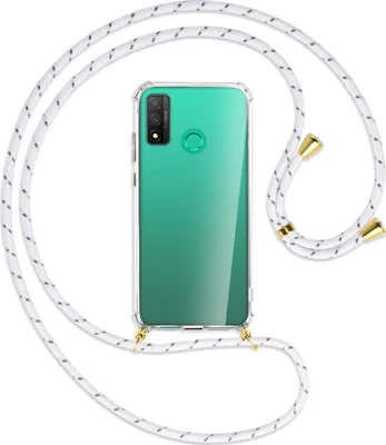 Produktbild von Handykette Backcover-Schutzhülle mit Band (Metall goldfarben) für Huawei P Smart 2020 - weiß/grau