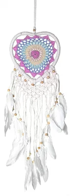 Traumfänger Herz Boho-Stil, gehäkelt, bunt, Makramee, 16 cm