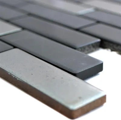 Produktbild von Keramik Mosaikfliesen Ramses Schwarz Silber
