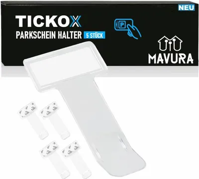 Immagine prodotto di Set di portabiglietti da parcheggio adesivi TICKOX da attaccare al parabrezza [5 pz.]