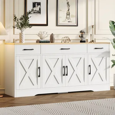 Obrázek produktu pro Bílý komoda, dřevěný, multifunkční, moderní design