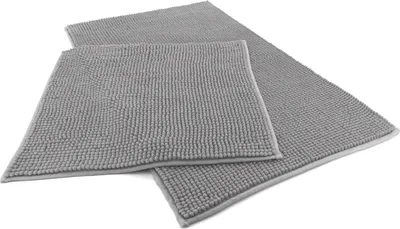 Produktbild von heimtexland ® Badvorleger Chenille Super Flauschig Saugstark Badteppich Badematte Typ771 Grau Set 45x50 / 50x80 cm