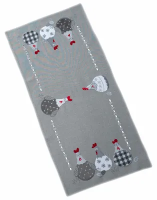 Produktbild von Tischdecke Tischläufer Stickerei verrückte Hühner Ostern 40 x 85 cm - grau