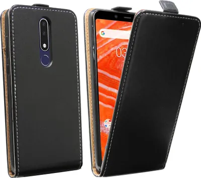 Image de cofi1453® Flip Case compatible avec NOKIA 3.1 PLUS Etui pour téléphone portable à ouverture verticale Housse de protection à rabat Noir