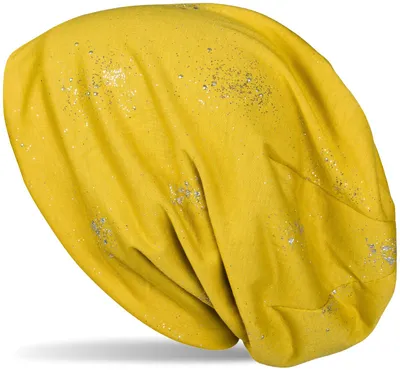 Produktbild von styleBREAKER Damen Beanie Mütze mit Glitzer und Pailletten Punkte, Slouch Stoff Longbeanie 04024145