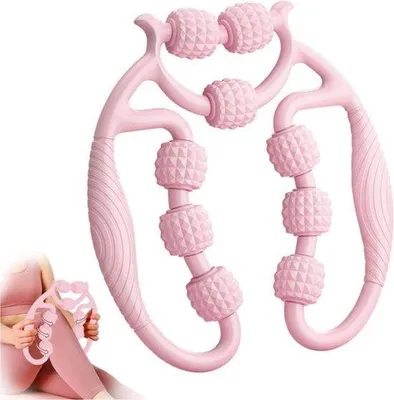 Produktbild von Famanu Massagerolle für tiefe Gewebemassage - Handgriff für Beine - Massagegerät gegen Cellulitis (rosa)